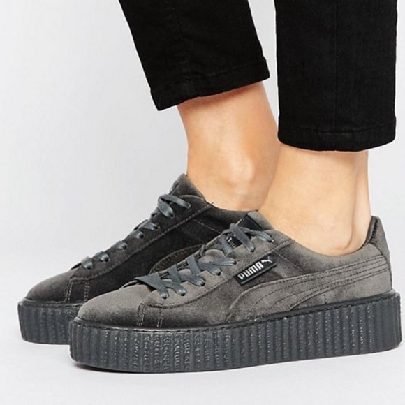 PUMA Fenty by Rihanna Creeper Gray Velvet Size 6 - Picture 1 of 13